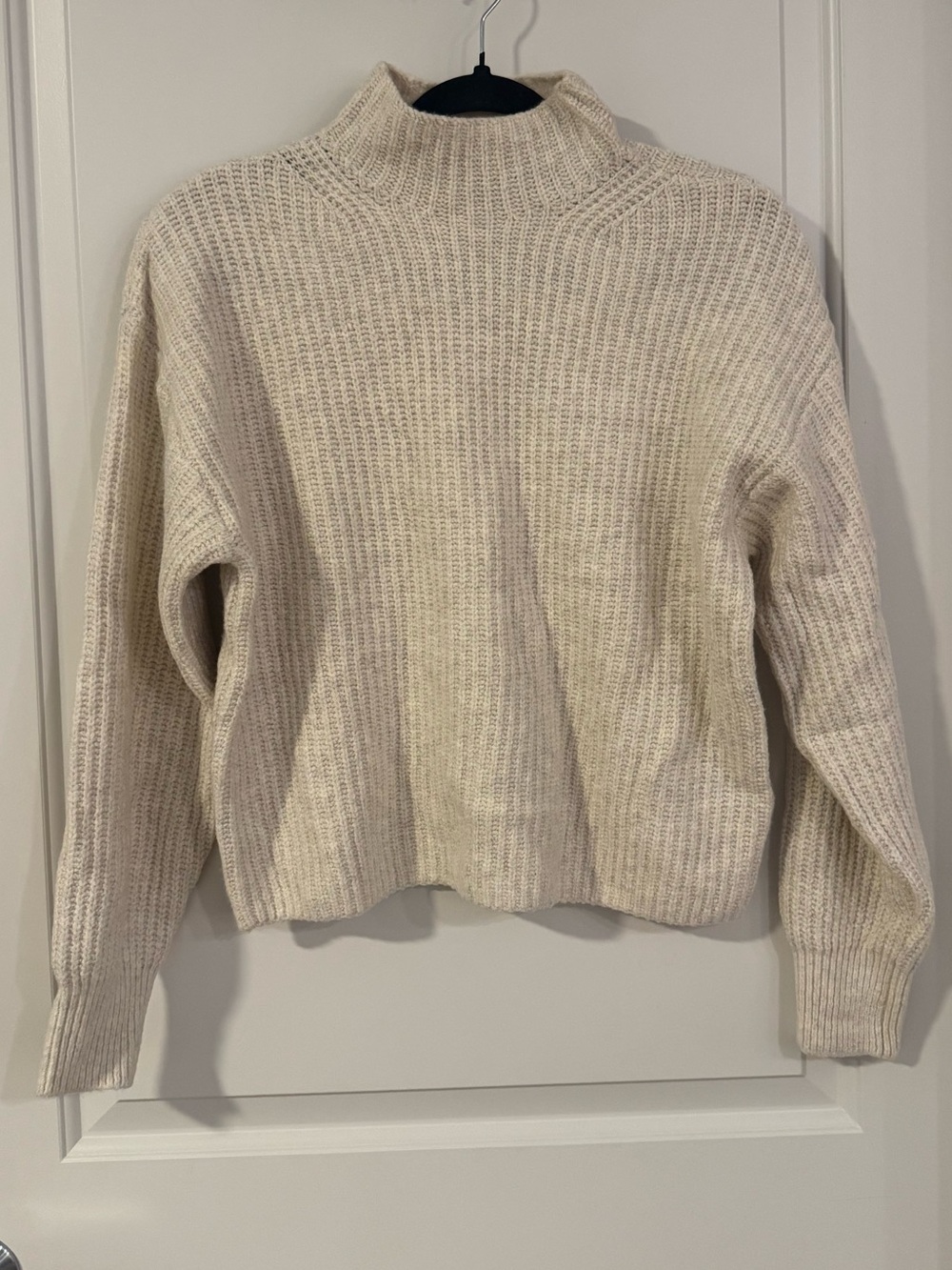 Old Navy Cream Ribbed Cowl Mock Neck Sweater